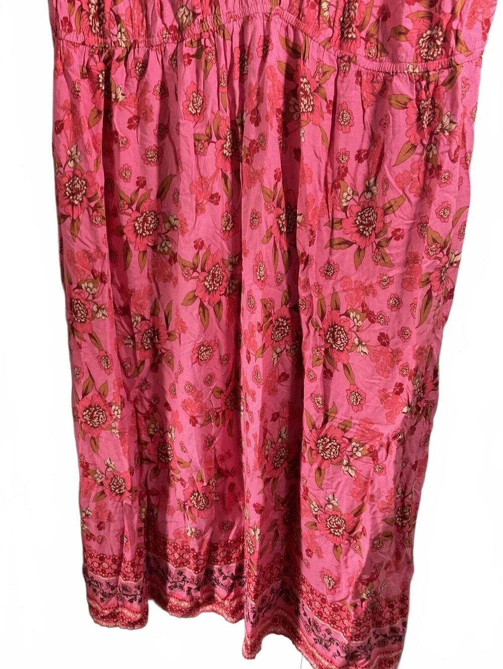 Rusttydustty Bohemian Pink Floral Maxi Dress with Ruffle Sleeves 2XL - Picture 5 of 11